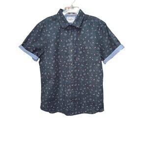 Flag & Anthem Men's M Black Flamingo Short Sleeve Shirt Beach Cruise Work Casual